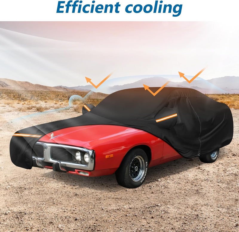 BIGACOVER Car Cover for Dodge Charger 1968-1974, Waterproof 210D Oxford Cloth and Cotton Cover Outdoor Full Car Covers with Zipper Windproof Heavy Duty All Weather with Wind, Sun, UV and Dust Protectio - Image 4